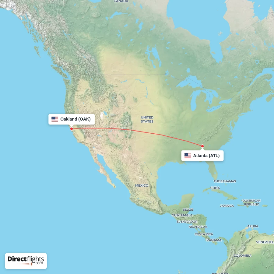 OAK - ATL route map