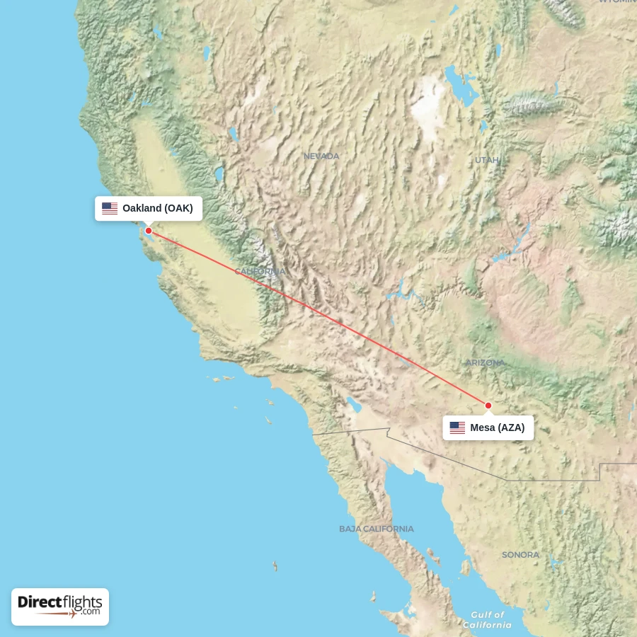 OAK - AZA route map