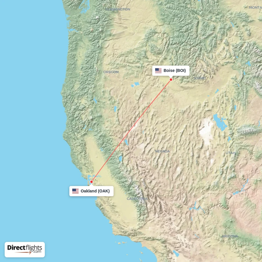 OAK - BOI route map