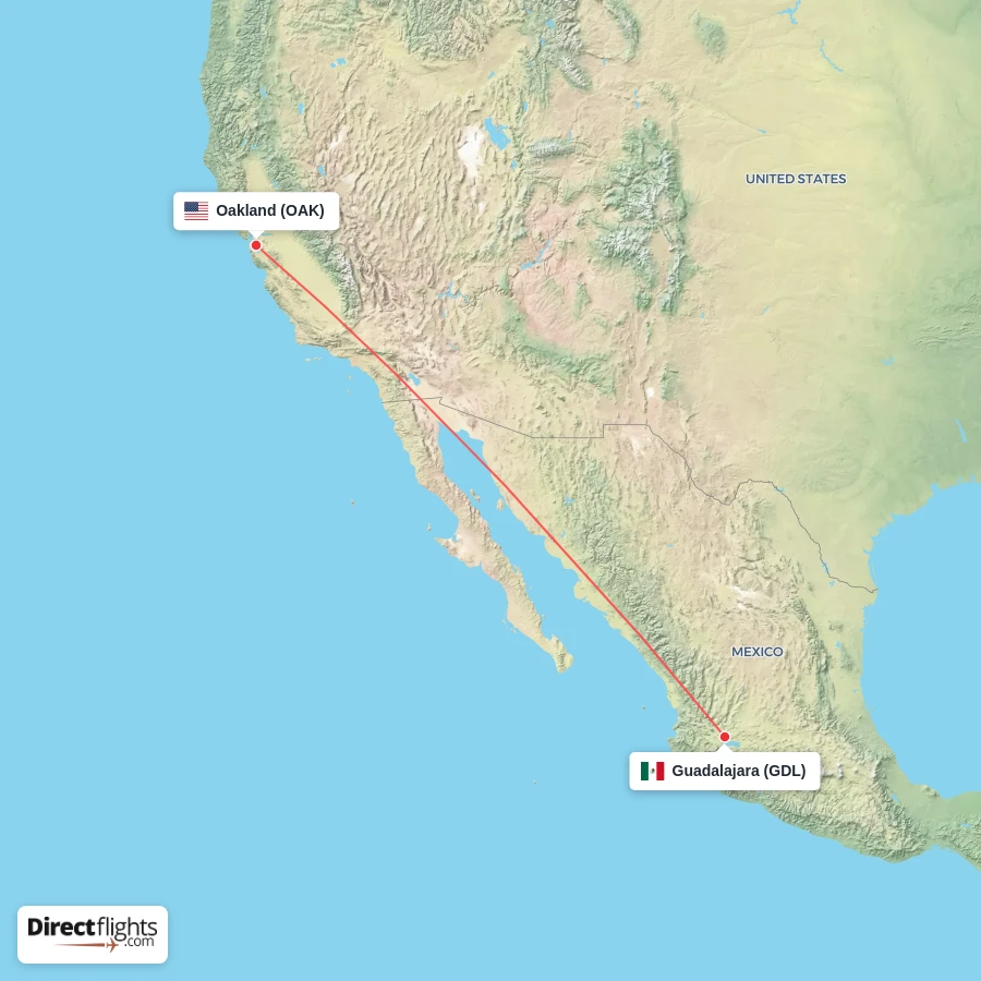 OAK - GDL route map