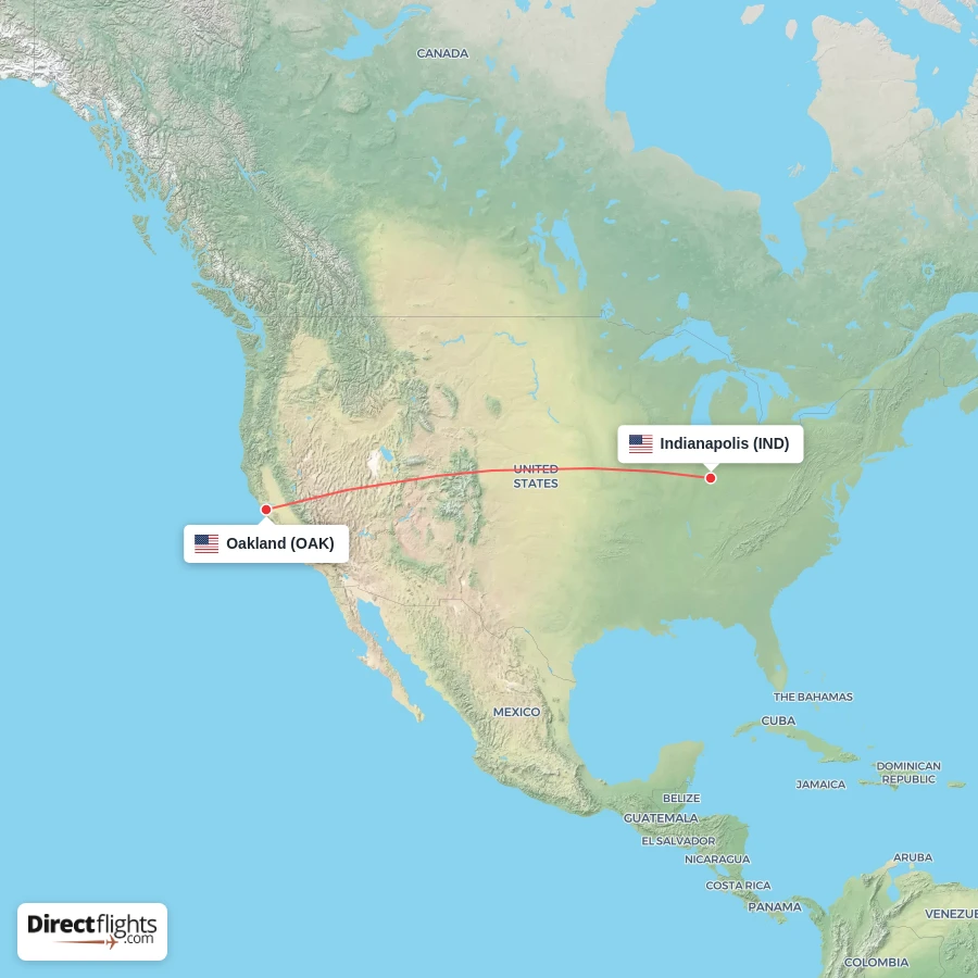 OAK - IND route map