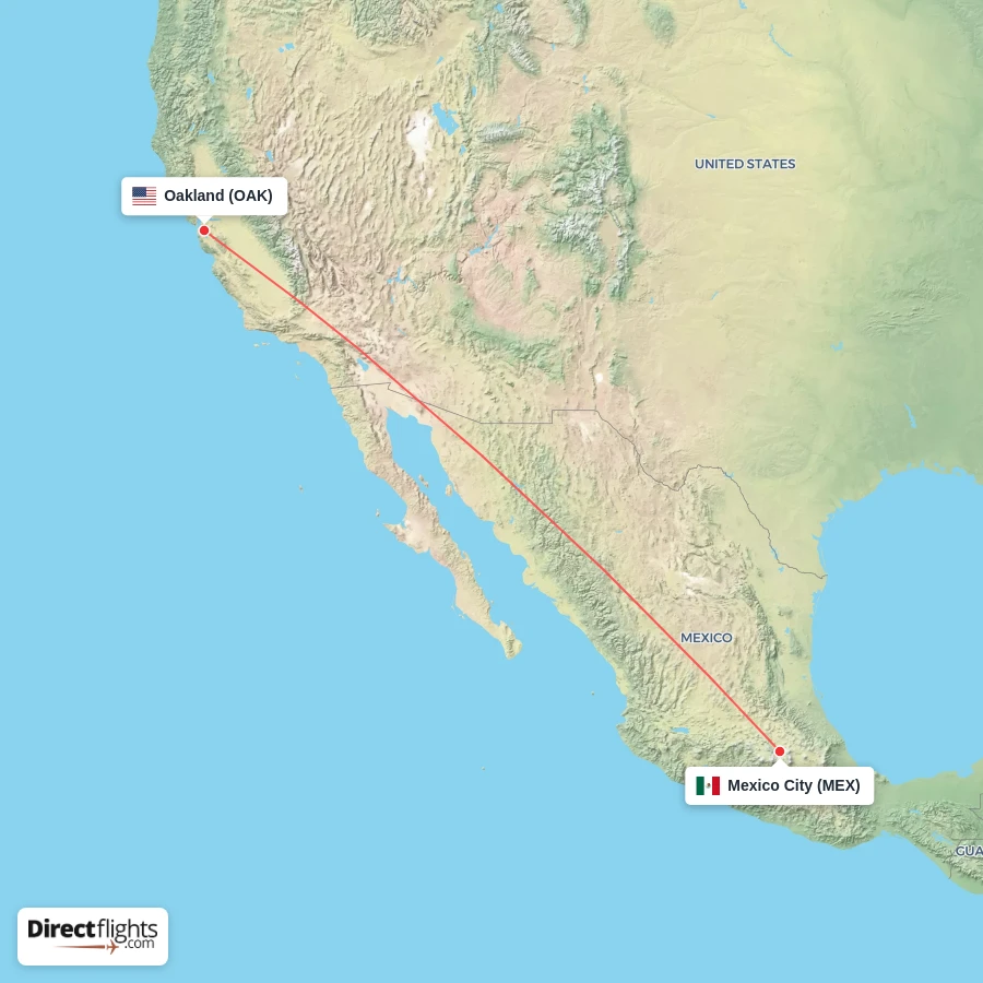 OAK - MEX route map