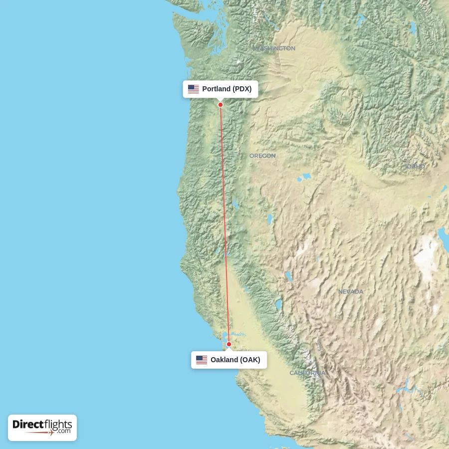 OAK - PDX route map