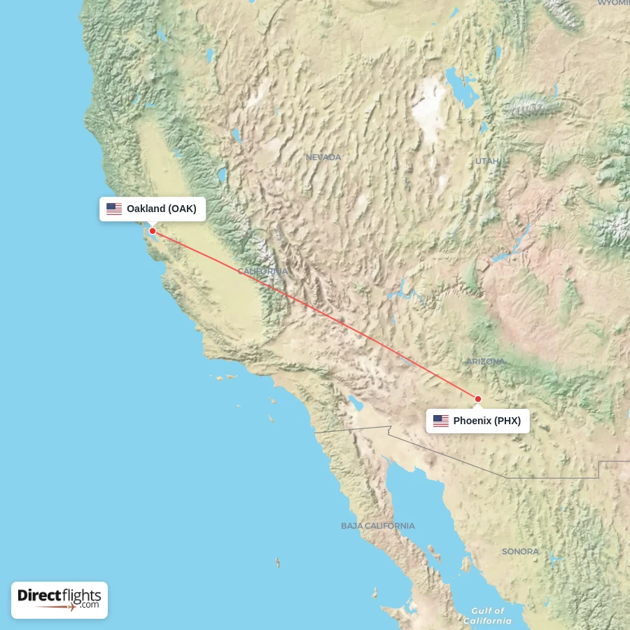 OAK - PHX route map