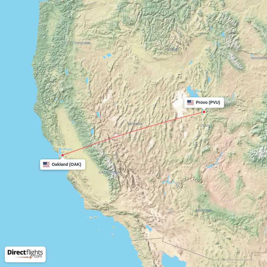 OAK - PVU route map