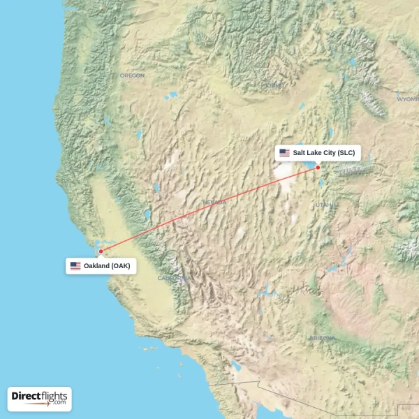 Oakland - Salt Lake City direct flight map