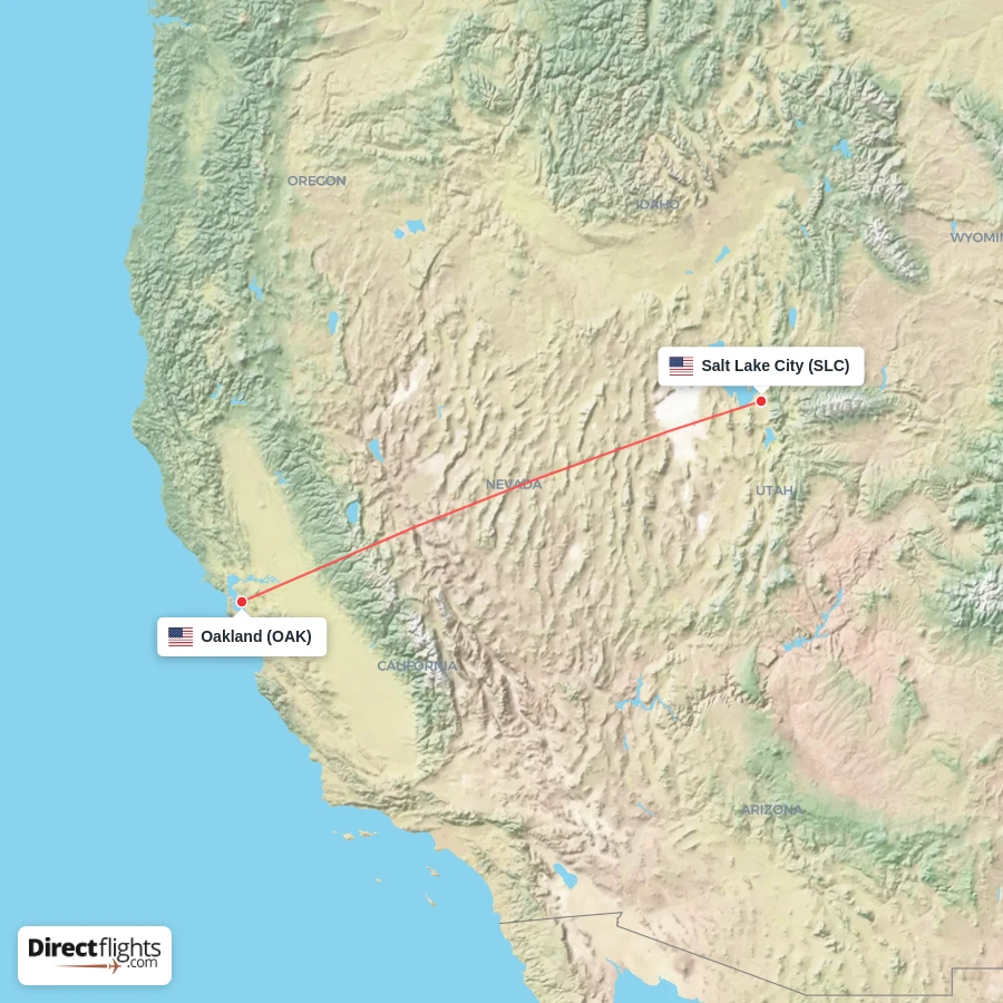 OAK - SLC route map