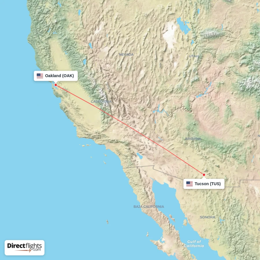 OAK - TUS route map