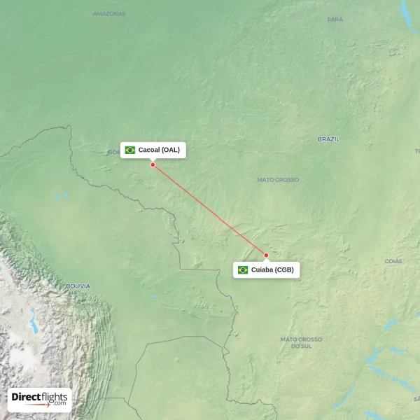 Cacoal - Cuiaba direct flight map