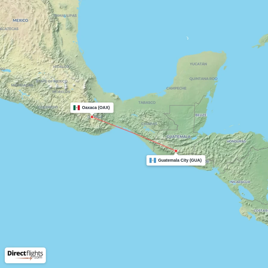 OAX - GUA route map