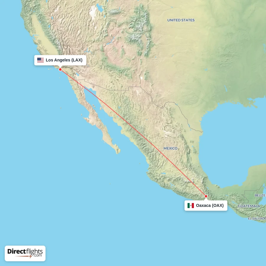 OAX - LAX route map