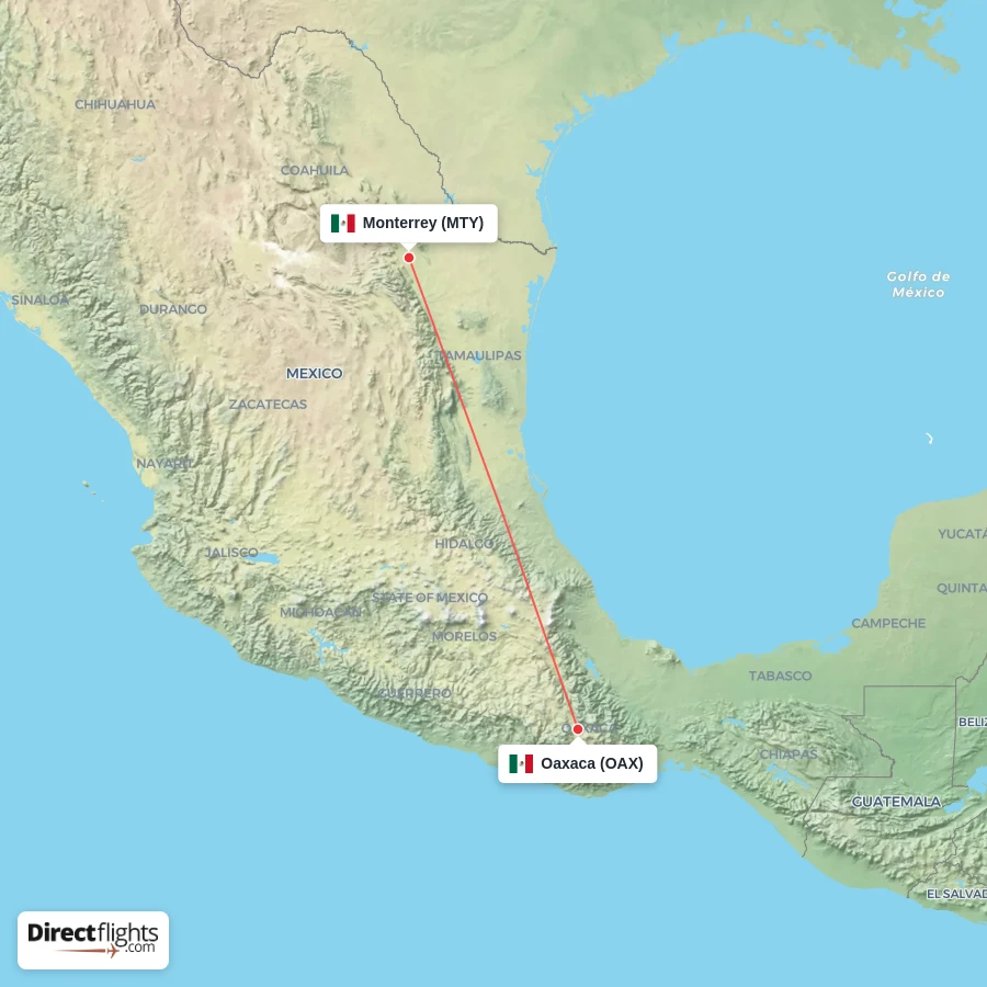OAX - MTY route map