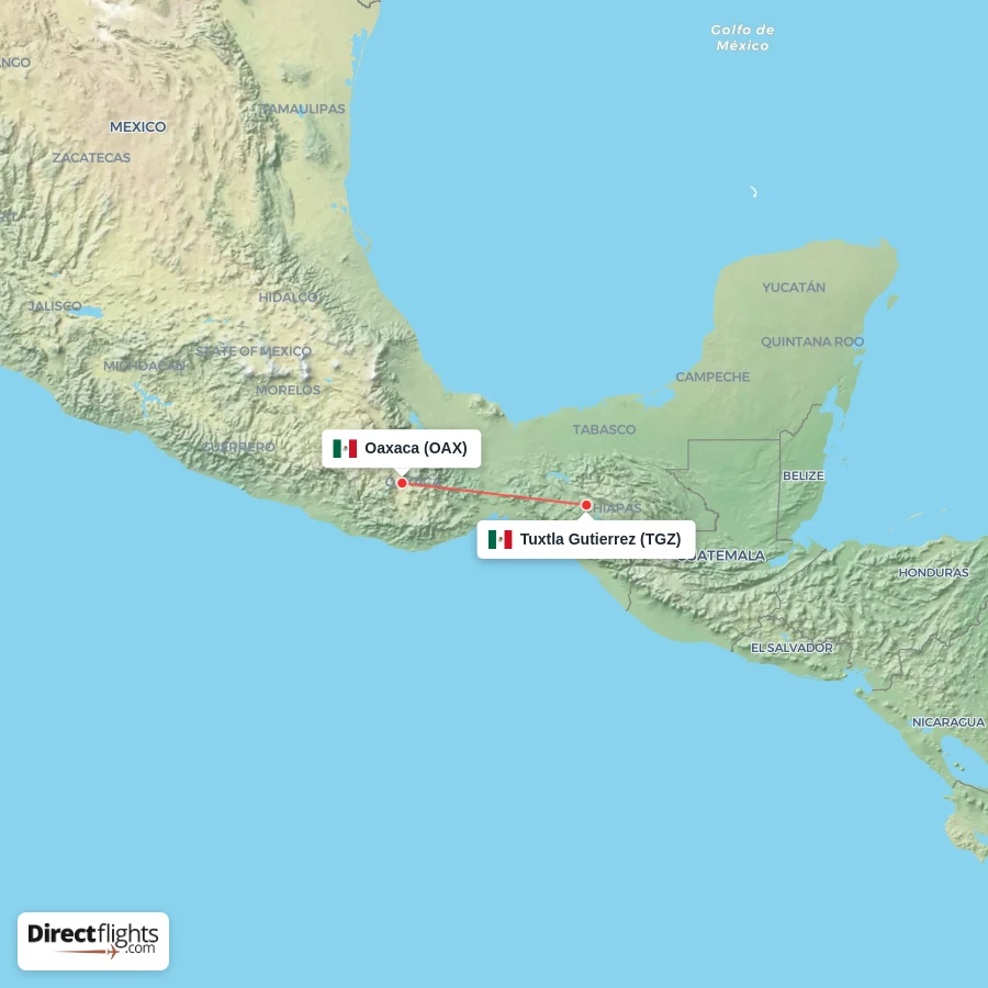 OAX - TGZ route map