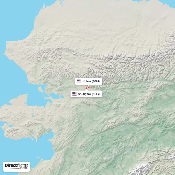 Kobuk - Shungnak direct flight map
