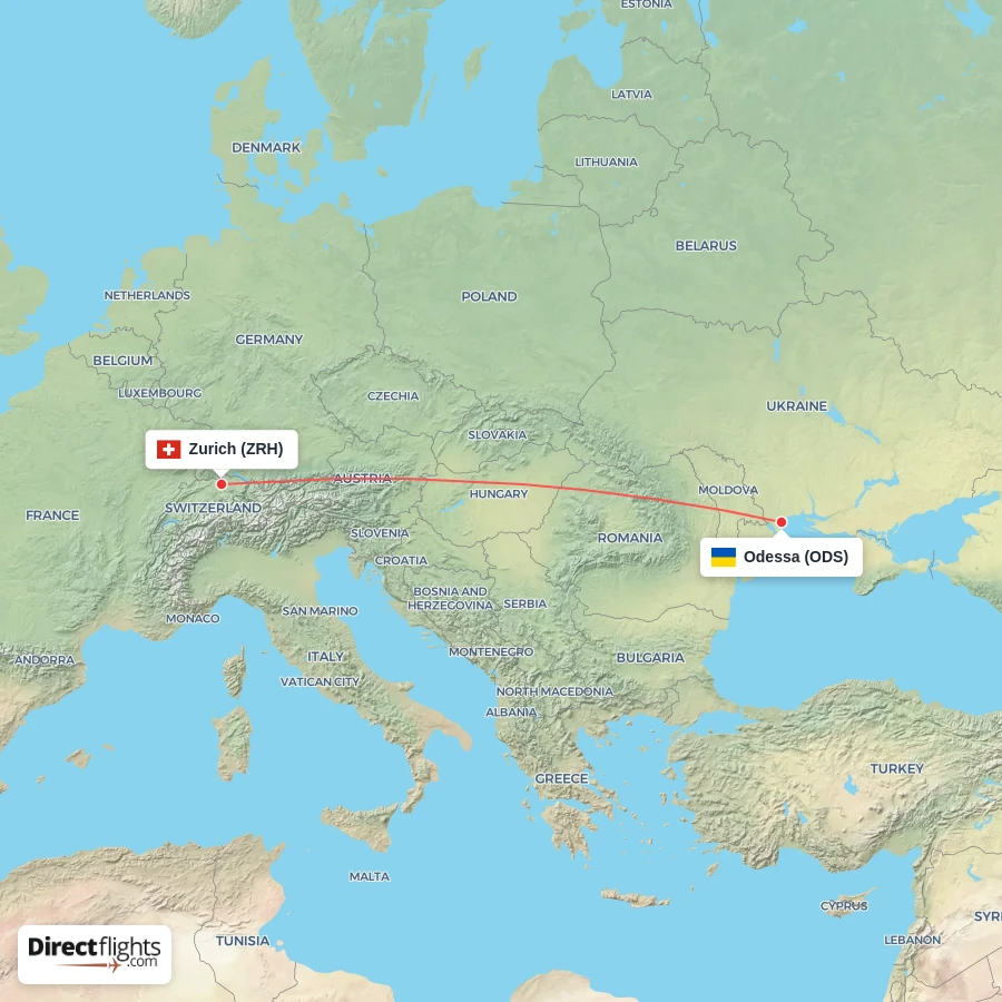 ODS - ZRH route map