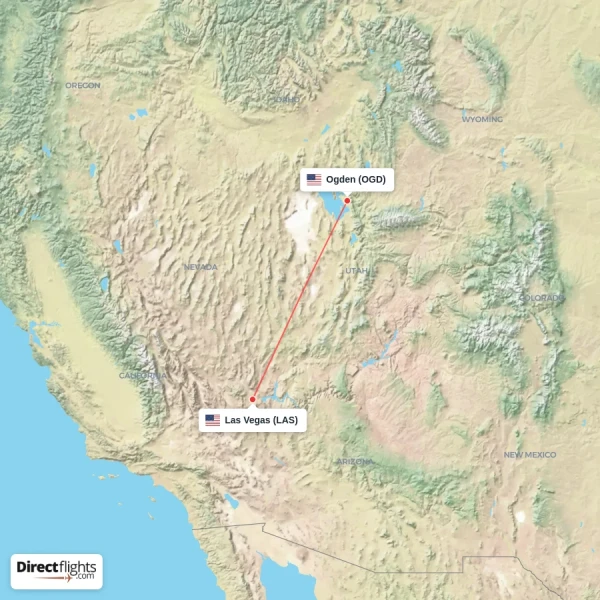 Ogden - Las Vegas direct flight map