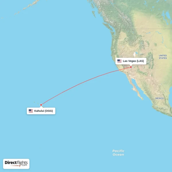 Kahului - Las Vegas direct flight map