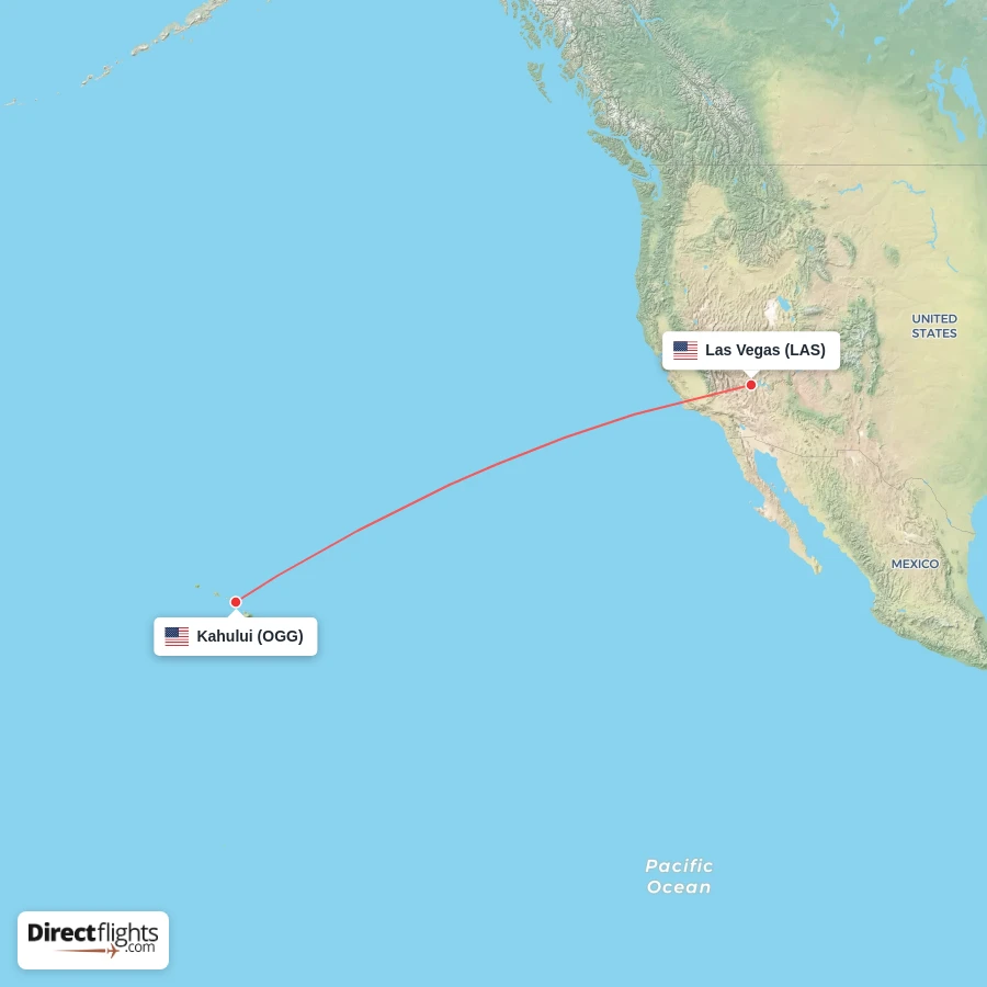 OGG - LAS route map
