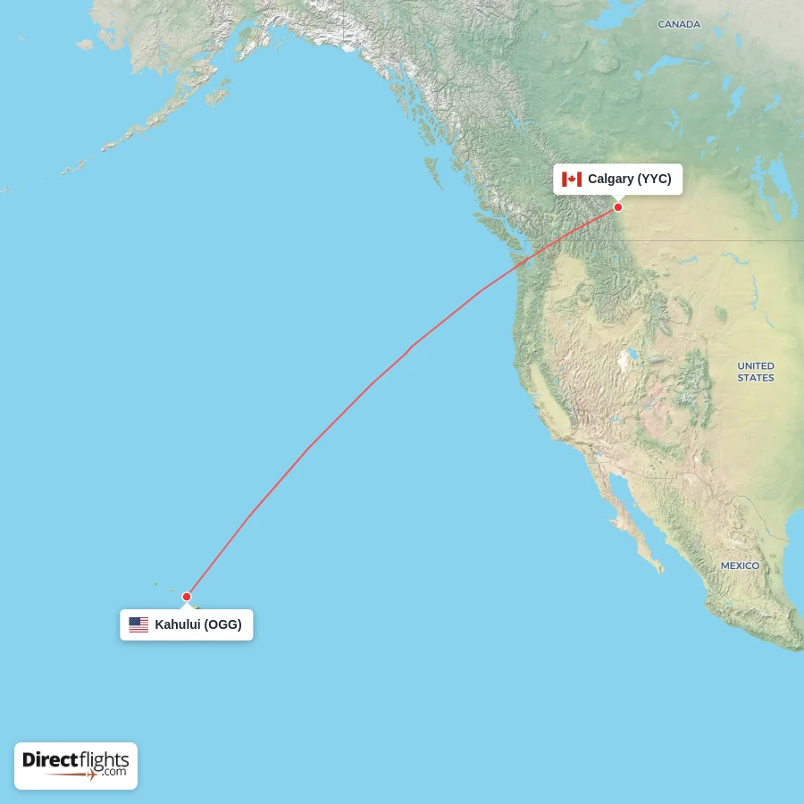 OGG - YYC route map