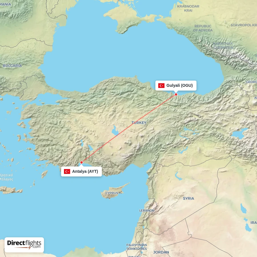 OGU - AYT route map