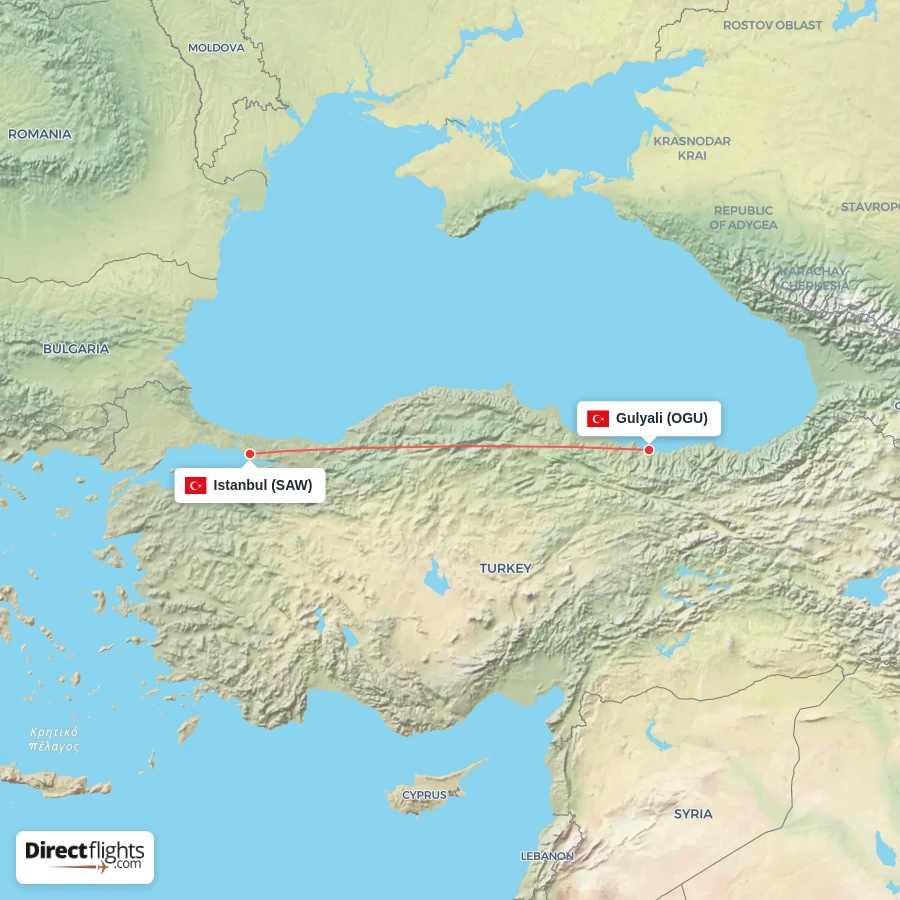 OGU - SAW route map