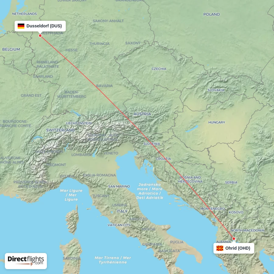 OHD - DUS route map