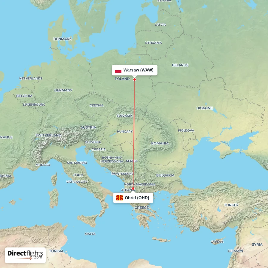 OHD - WAW route map