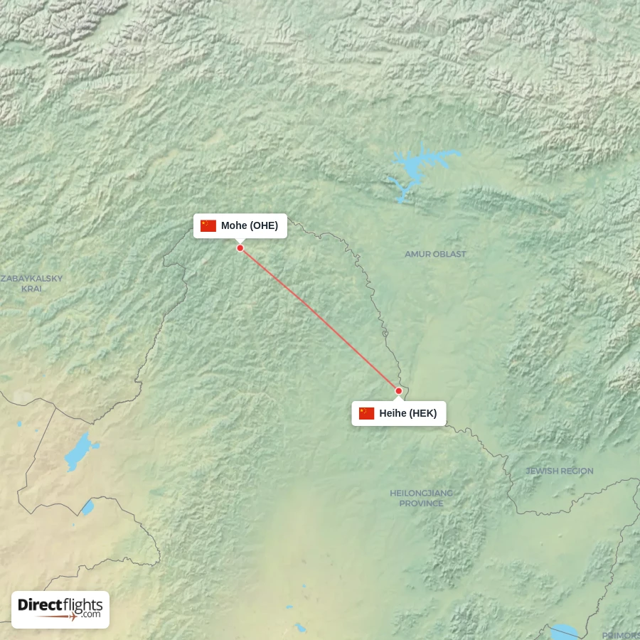 OHE - HEK route map