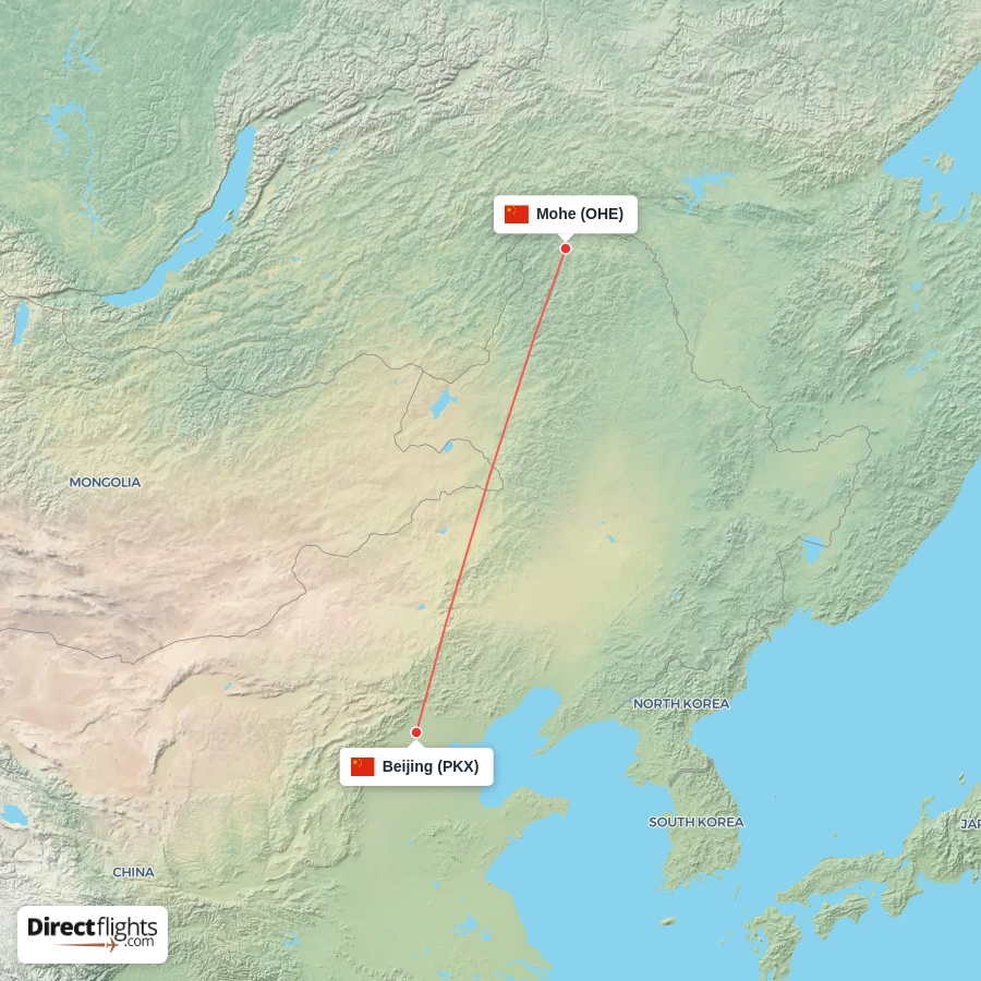 OHE - PKX route map