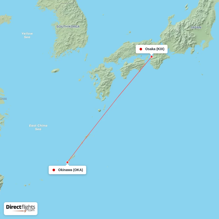 OKA - KIX route map