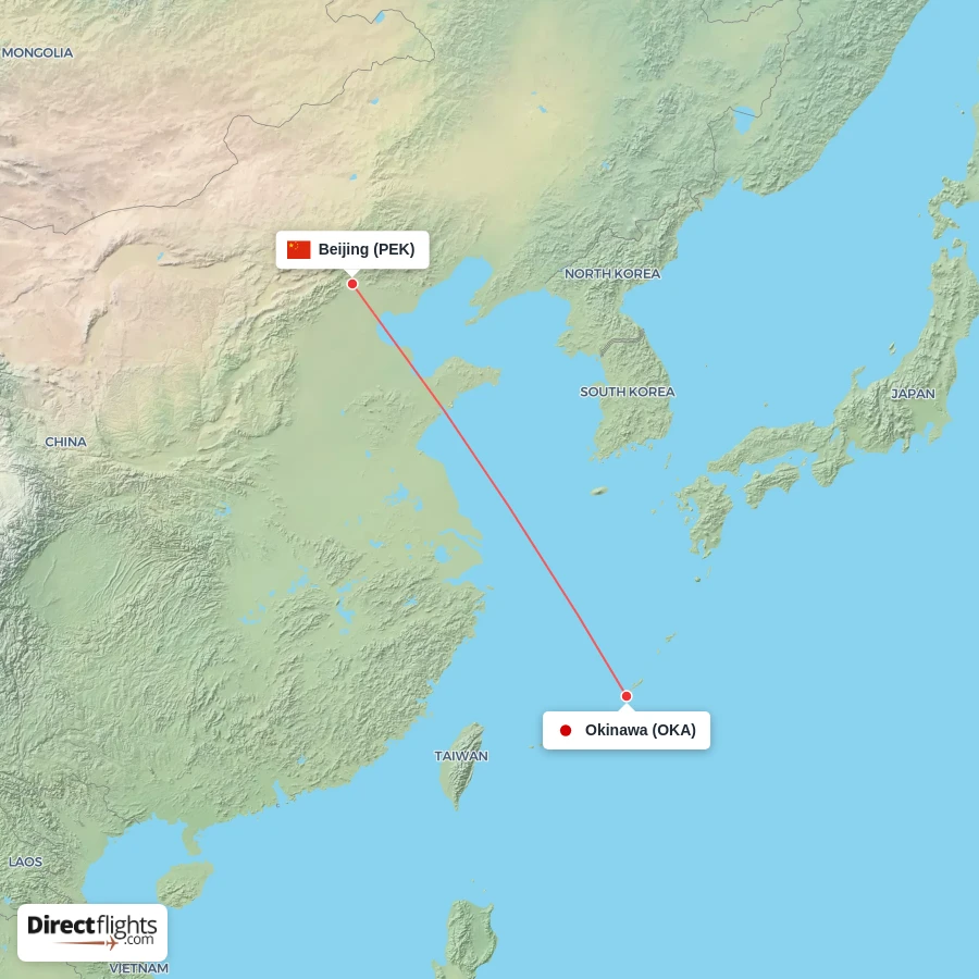 OKA - PEK route map