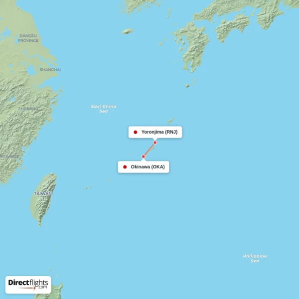 Okinawa - Yoronjima direct flight map