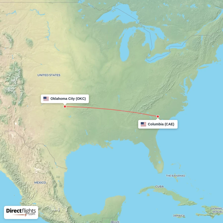OKC - CAE route map