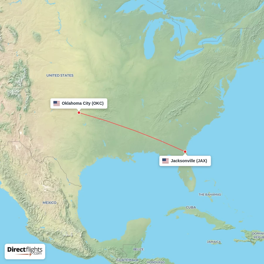 OKC - JAX route map