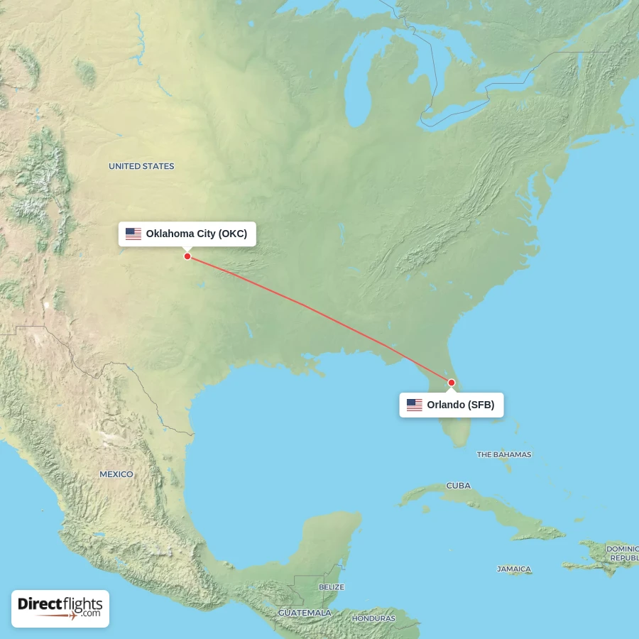 OKC - SFB route map
