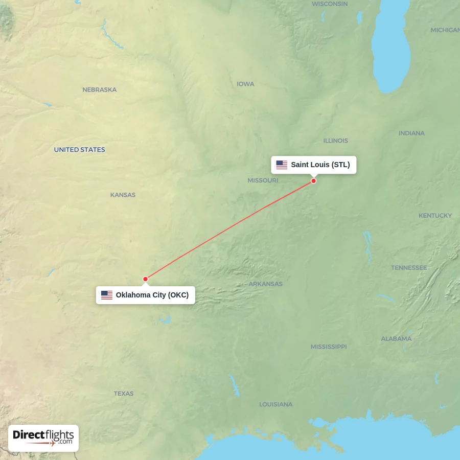 OKC - STL route map