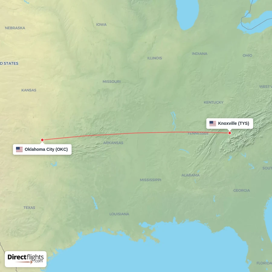 OKC - TYS route map