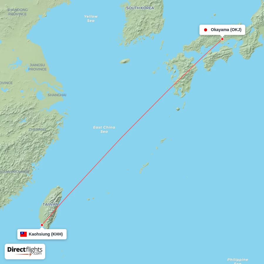 OKJ - KHH route map
