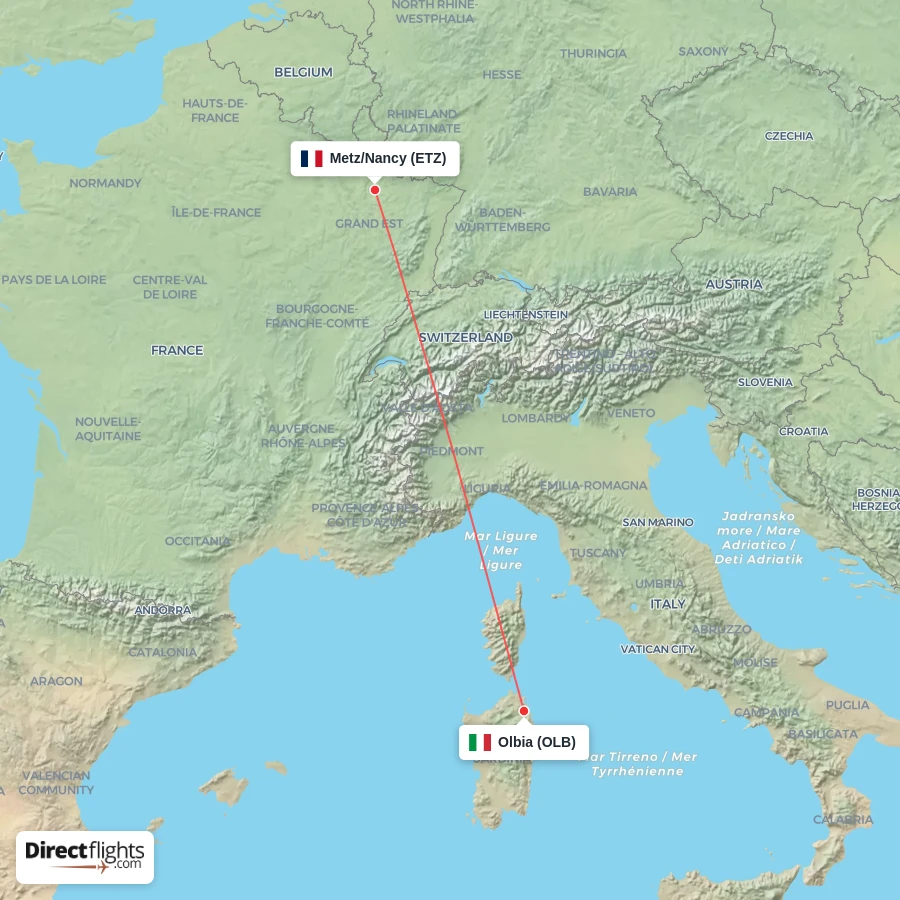 OLB - ETZ route map