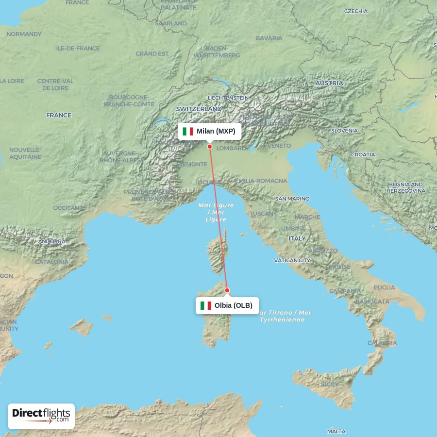 OLB - MXP route map
