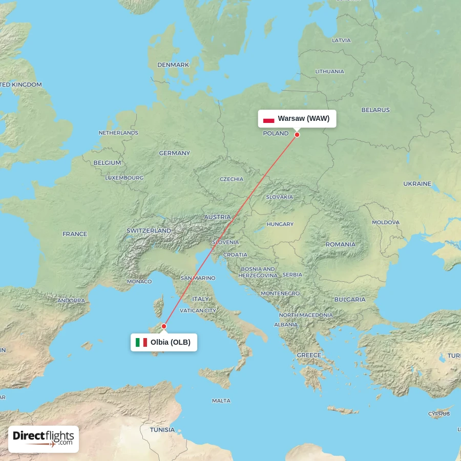 OLB - WAW route map