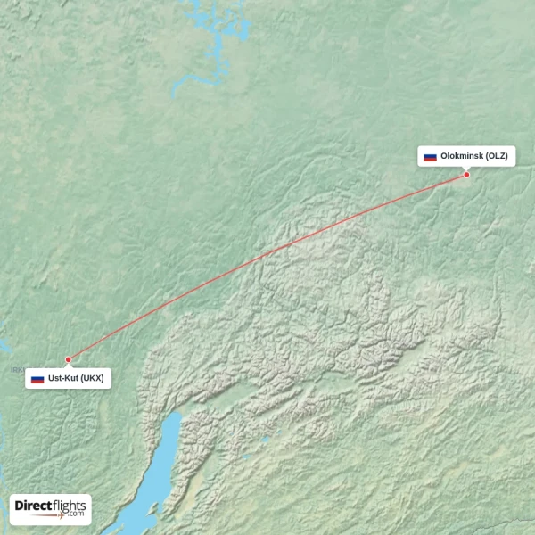 Olokminsk - Ust-Kut direct flight map