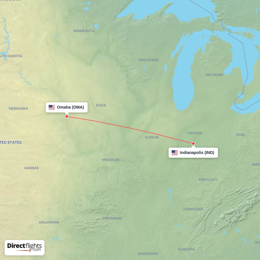 OMA - IND route map