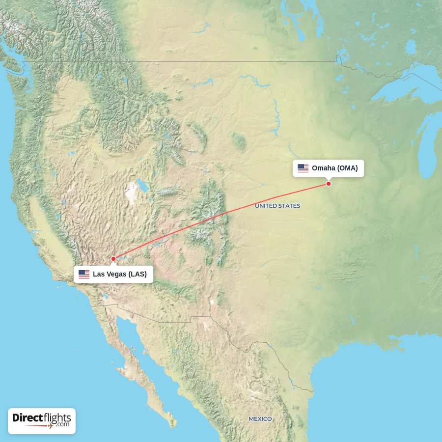 OMA - LAS route map