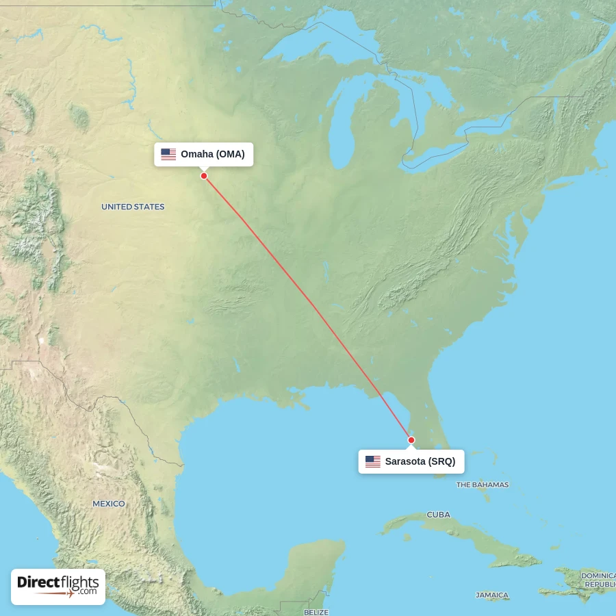 OMA - SRQ route map
