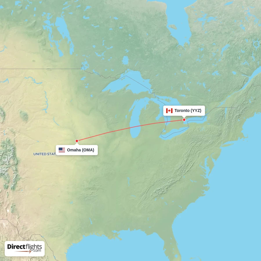 OMA - YYZ route map