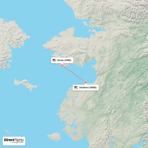 Nome - Stebbins direct flight map