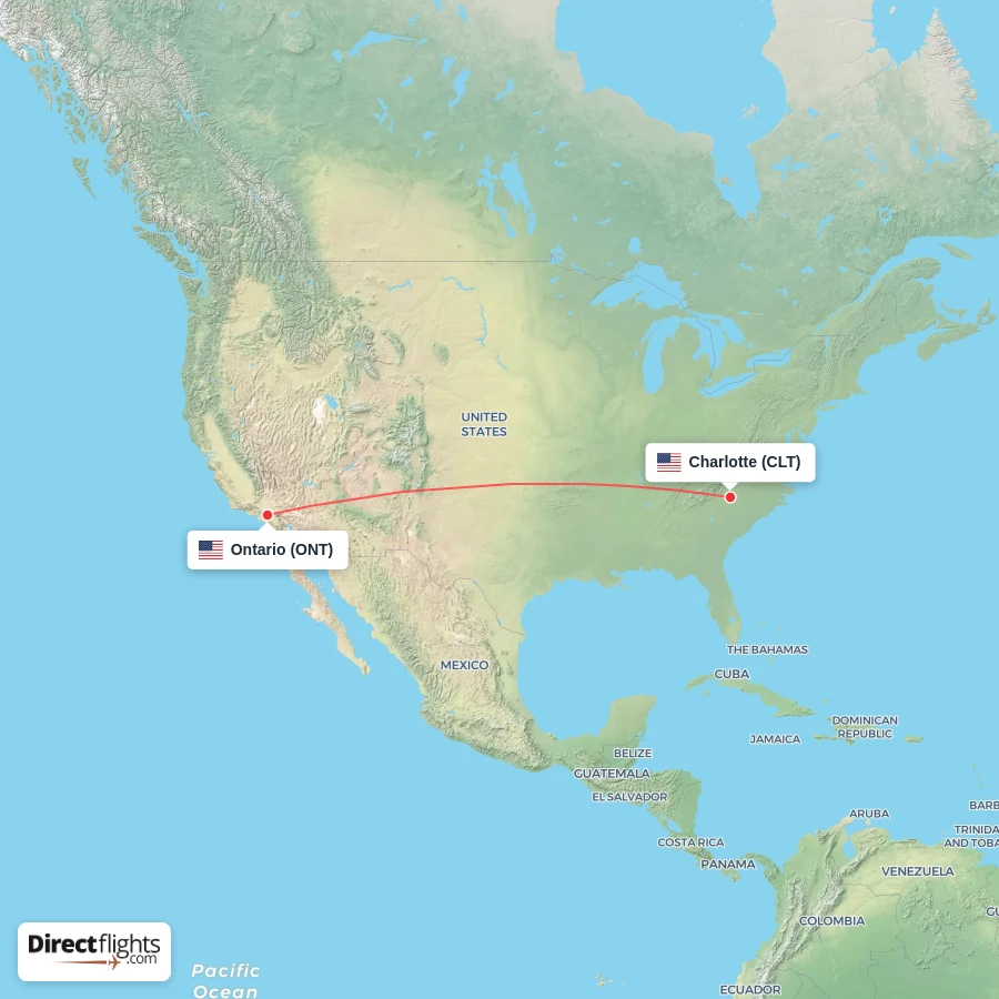 ONT - CLT route map