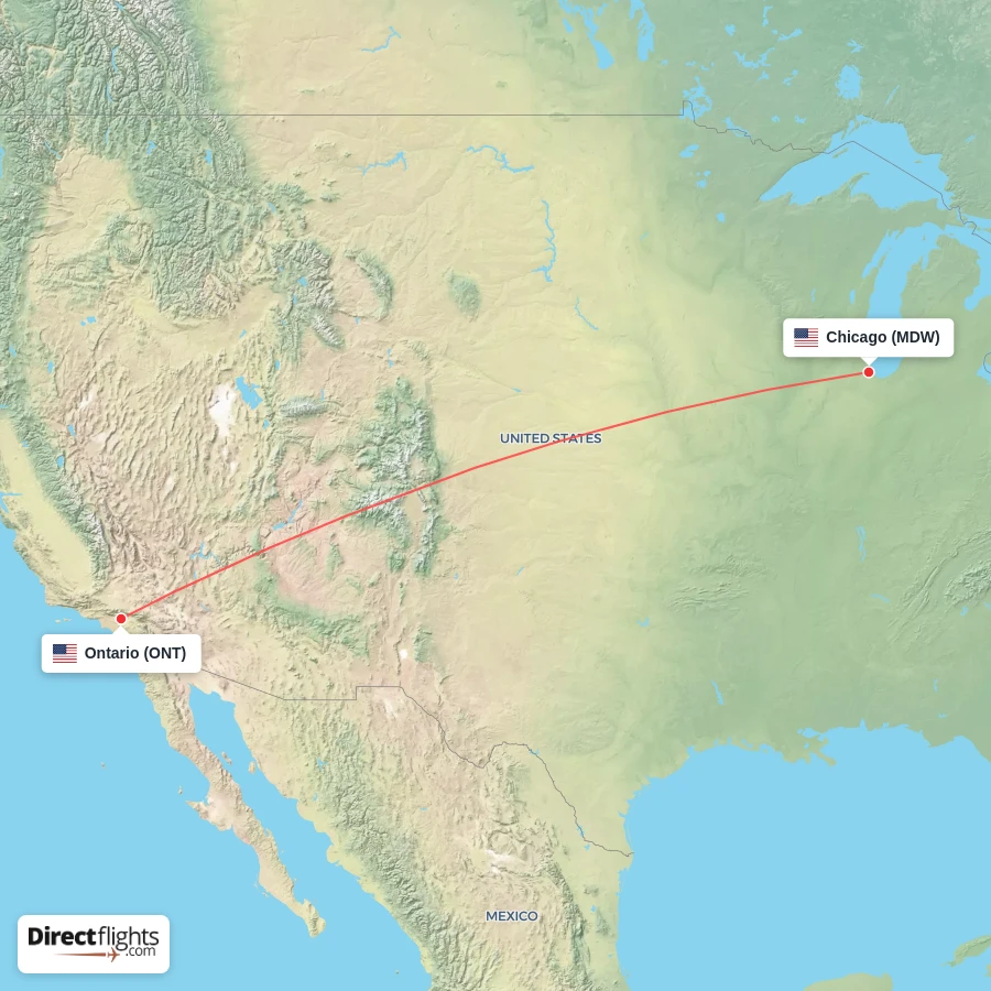 ONT - MDW route map