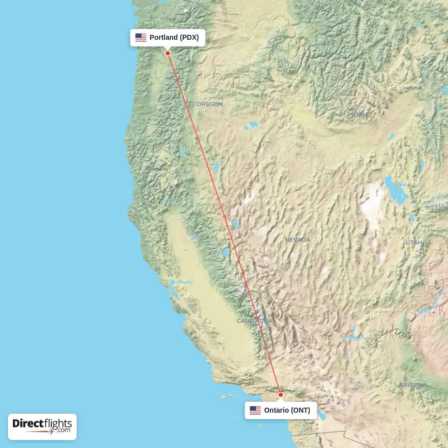 ONT - PDX route map